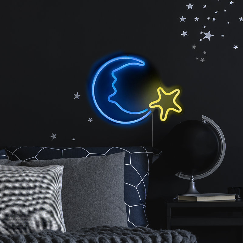 15" LED Neon Style Moon And Star Wall Sign
