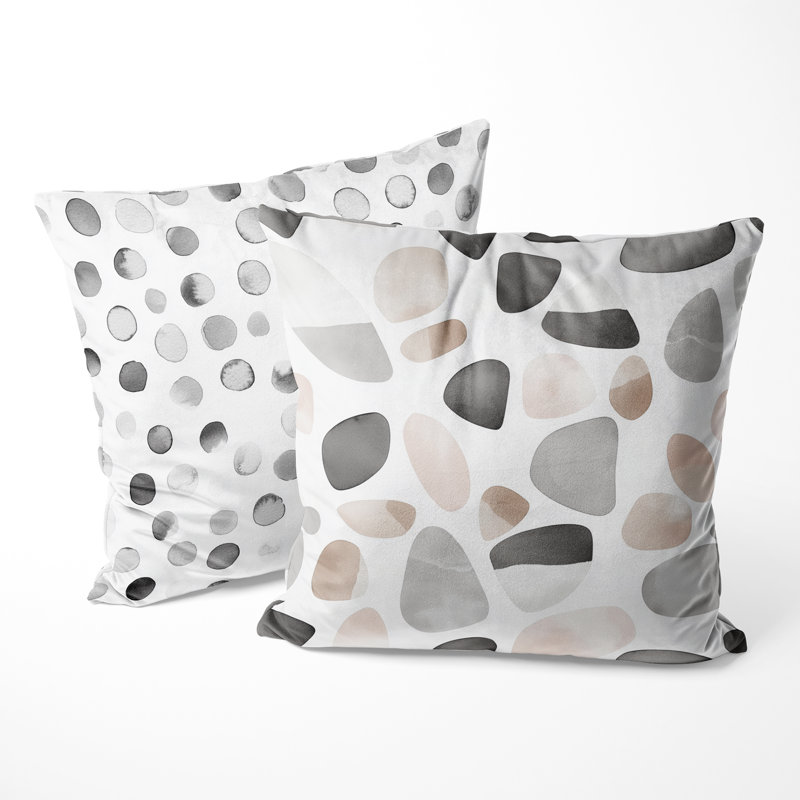 Coussin décoratif à motif géométrique 2 pièces - Coussin décoratif gris, 18"H x 18"W
