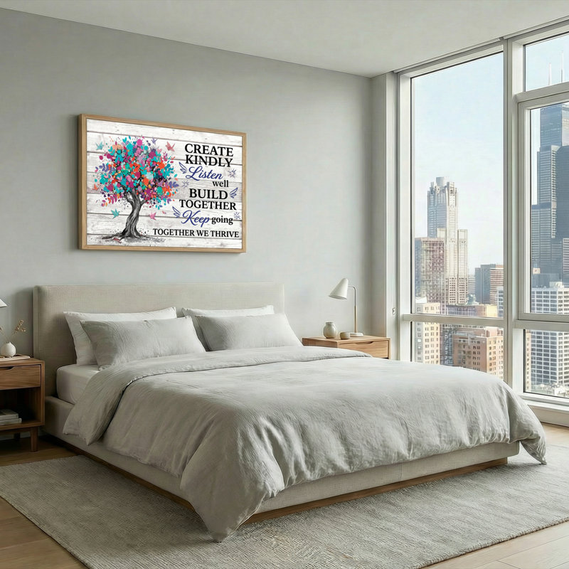 Arbre coloré, art mural sur toile, ensemble de 1, Natural, 36"H x 48"W