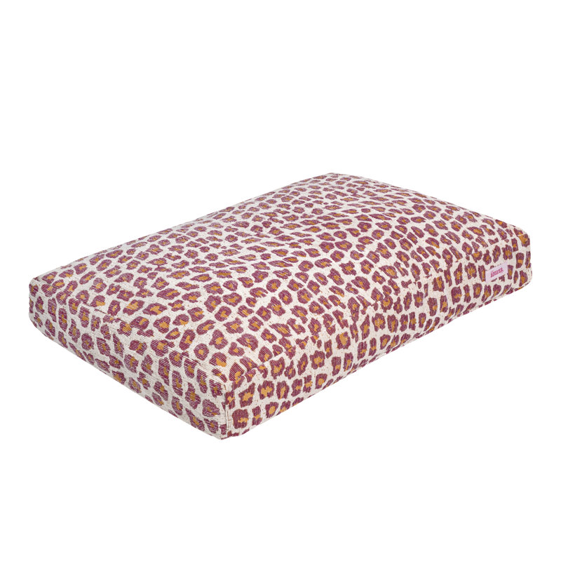 Mabel Designer Modern Ultra Soft Reversible Plush Rectangular Pet Bed with Washable Cover, Raspberry Leopard