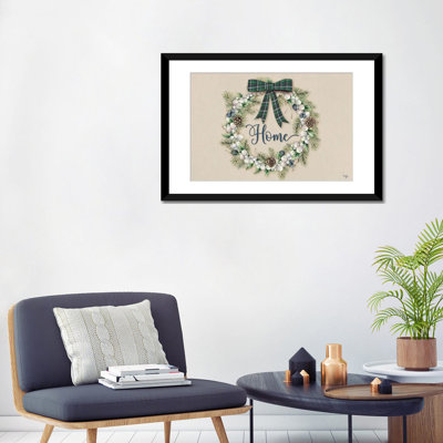 Winterberry Home Wreath - reproduction d'art murale - papier d'art encadré