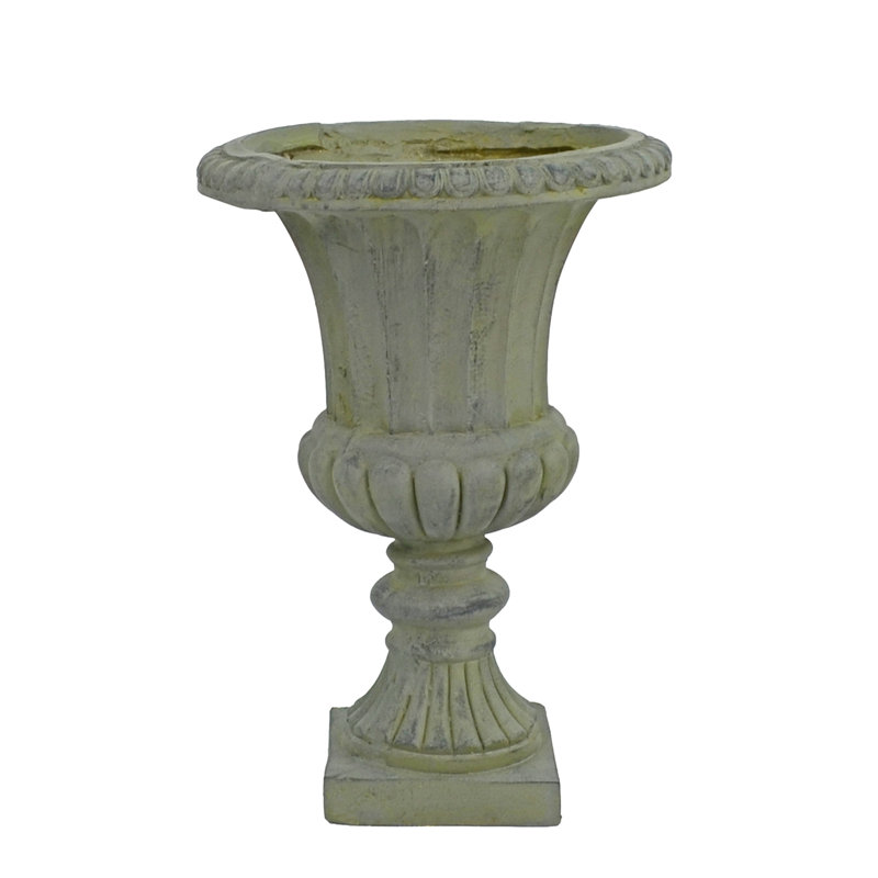 Glendon FLUTED URN Tall Verdigris Effect, Grey, 49cm H x 35cm W x 35cm D