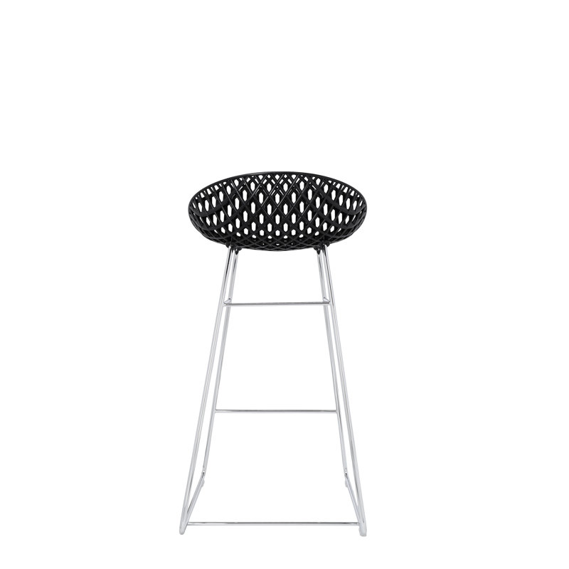 Smatrik Stool with Metal Frame, Black/Chrome