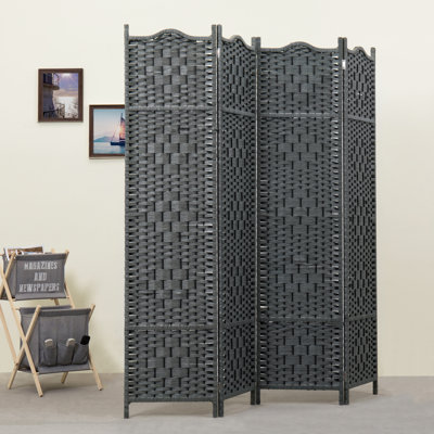 160Cm W x 170.2Cm H 4 - Panel Bamboo / Rattan Room Divider