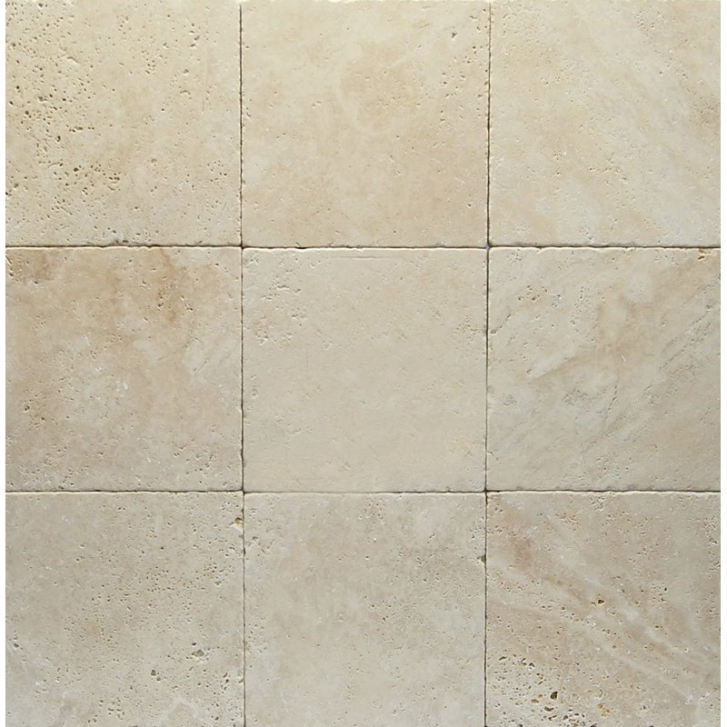 Travertine 12" x 12" Beveled Stone Look Tile