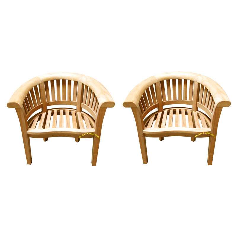 Ensemble de chaises larges en teck Manhattan, Bois naturel
