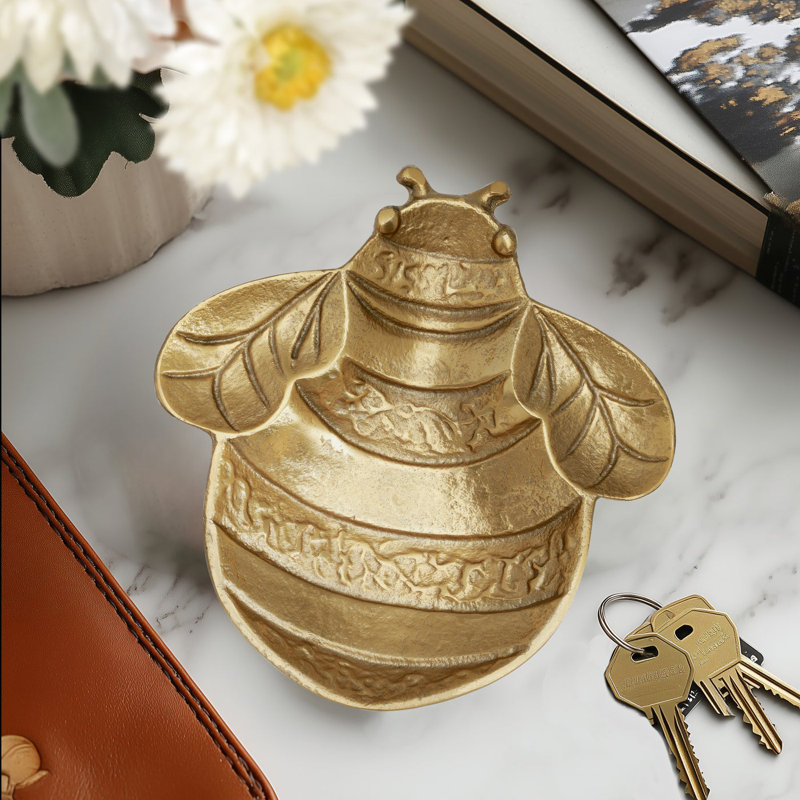 Plateau décoratif en aluminium Honeycrest, Doré