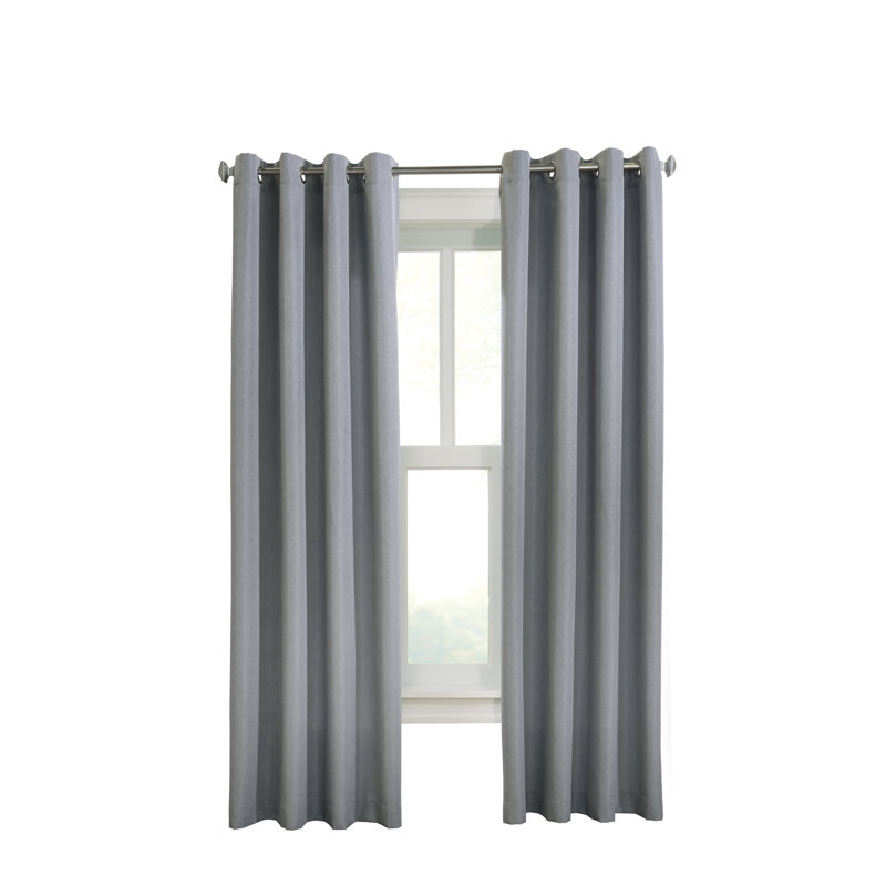 Panneau de rideau simple semi-diaphane avec œillets Darylann, L 52 po x L 63 po, Gris