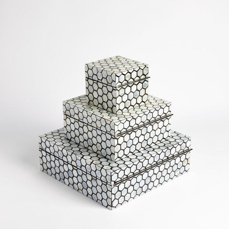 Mother of Pearl Box, Pearl, 4.5" H x 9" W x 9" D