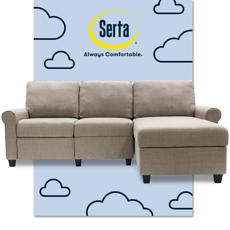 Serta Copenhagen Reclining Sectional Sofa with Storage Chaise, Oatmeal, Right Hand Facing