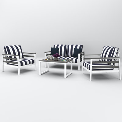 Townsend 4 Person Seating Group With Sunbrella Cushions by Birch Lane
