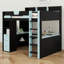 Lit mezzanine multifonctionnel, bureau de jeu en U, lumières RVB, ports USB, tiroirs et tablettes-130379955-130379953