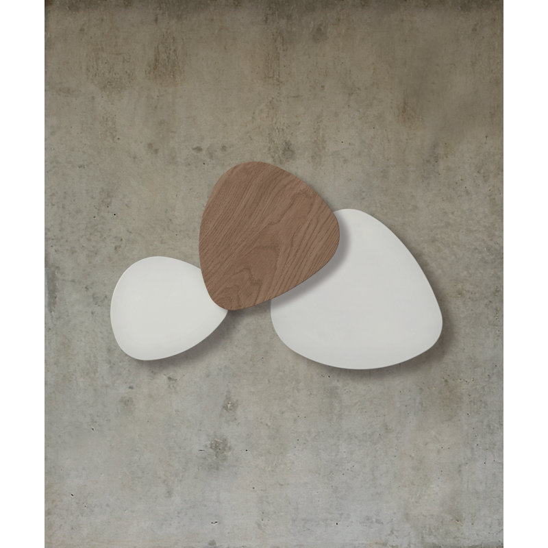 Ensemble d'éclairage à DEL 3 lumières Tria, Laque blanche satinée, Laque blanche satinée / chêne naturel