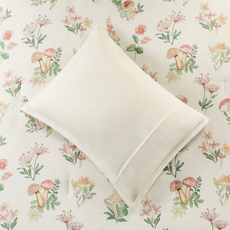 Édredon champignon et fleur double / grand, microfibre, imprimé floral de literie, tissu lavable