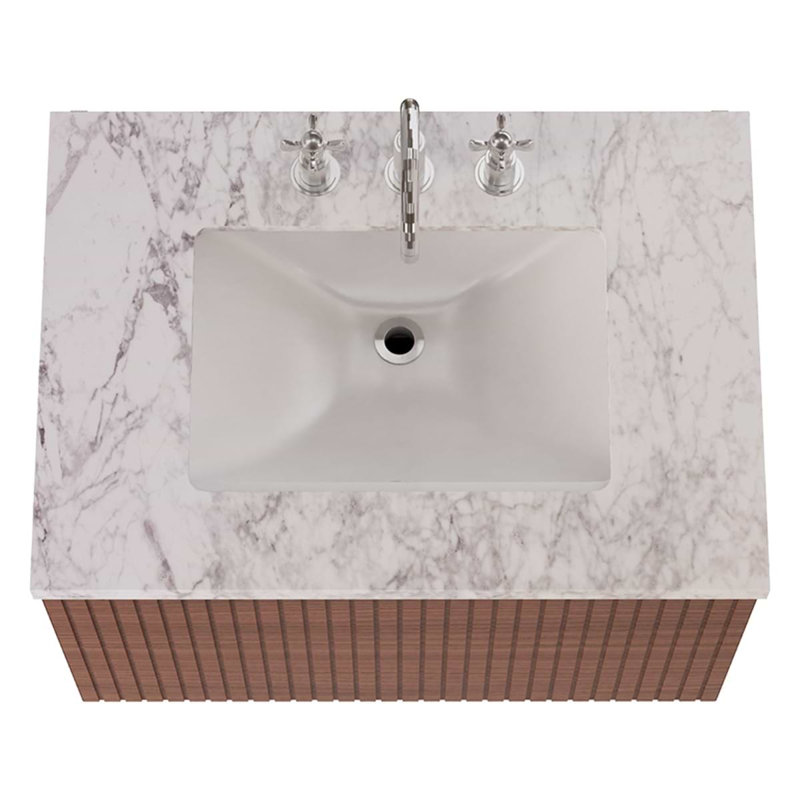 Melrose Single Vanity, 30", White, Walnut