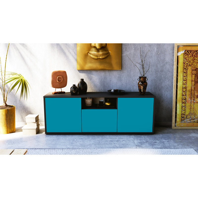 Wygant TV Stand, Turquoise / Matte Anthracite