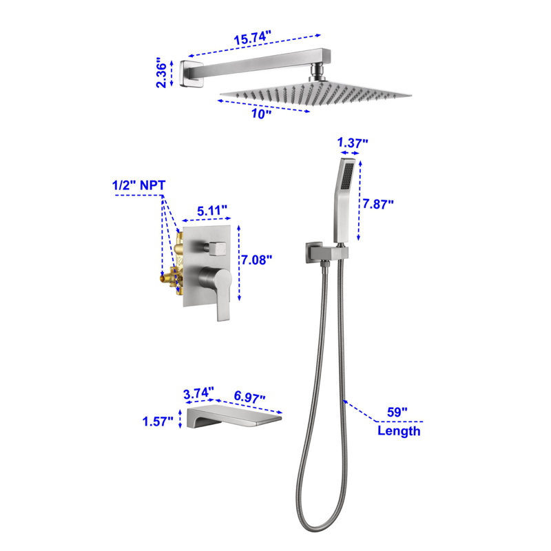 All-In-One Kit with Rough in-Valve, Brushed Nickel