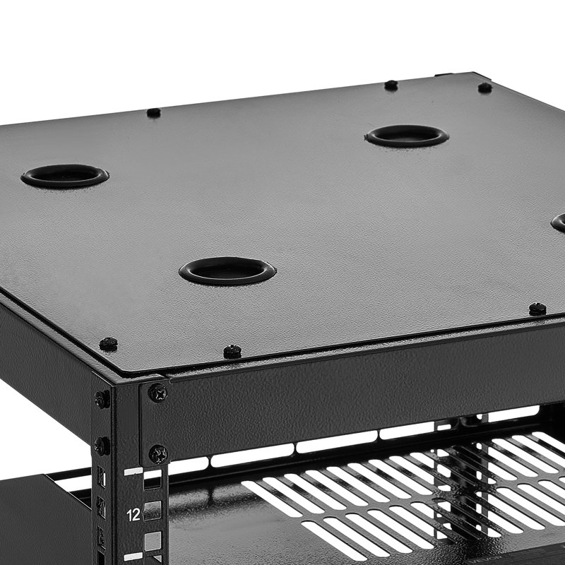 Support réseau 12u à cadre ouvert, profondeur de 23 po, tablettes ventilées murales pour serveur, support robuste, convient à la salle de classe, quincaillerie de fixation au sol, poignées pour équipement Av, limitée