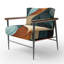 Fauteuil d'appoint rembourré Teal Abstract Elegant Wave-1760537370