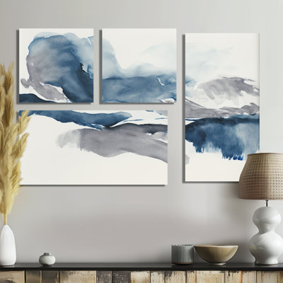 Through The Sapphire Blue Clouds I - Blue Canvas Wall Art 4 Pieces