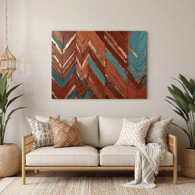 Southwestern Patterns Navajo Chevron 220 Brown Metal Wall Art