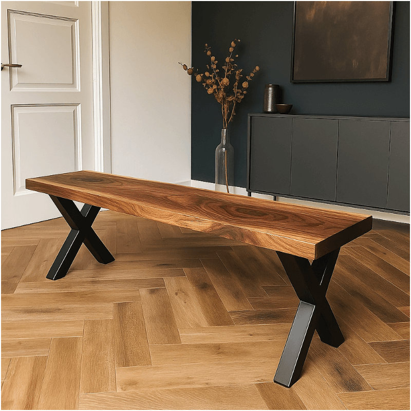  Solid Walnut Bench, 45cm H x 120cm W x 35cm D