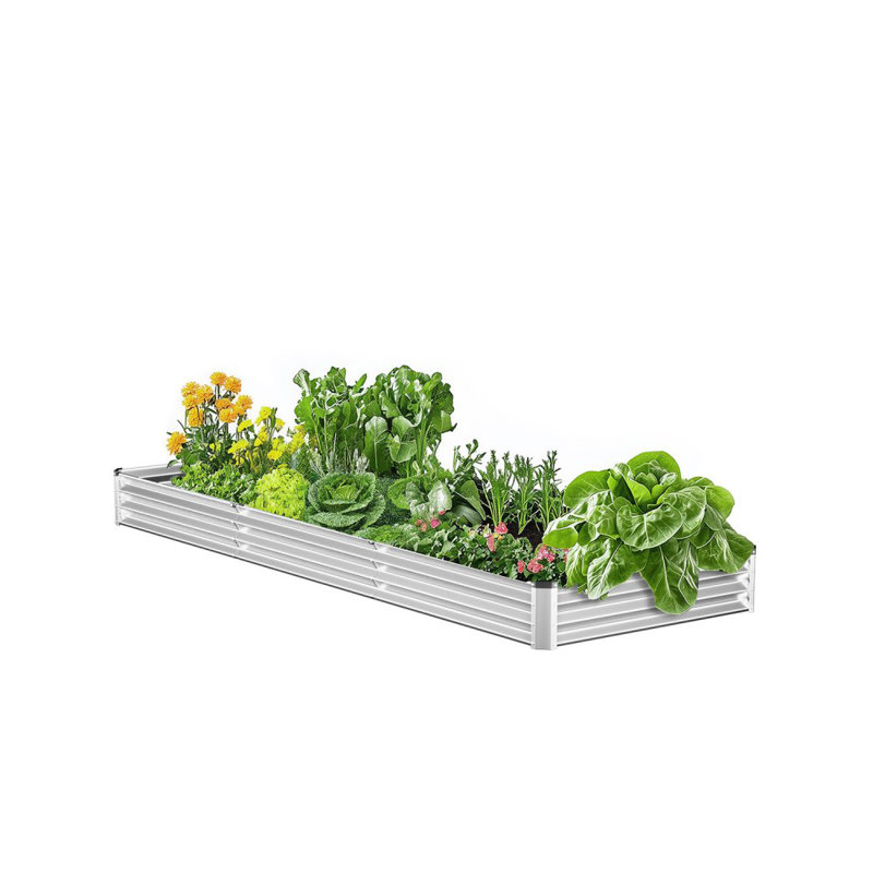 Metal Raised Garden Bed, Silver, 30.5cm H x 360.6cm W x 120.4cm D