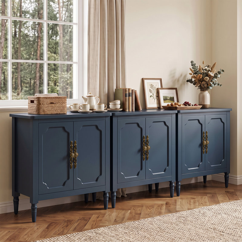 Armoire d'appoint 94,5 "avec tablette réglable, buffet de rangement rétro pour le salon, Blue