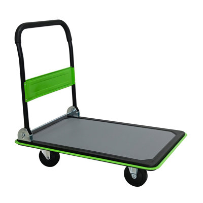 660lbs Heavy Duty Flatbed Cart, Foldable Platform Hand Truck with 360° Swivel Silent Wheels, Steel Construction for Warehouse Storage - Green