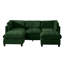 Canapé modulaire 96,5 po pour le salon, canapé rembourré en tissu de chenille doux avec rangement, canapé 3 places avec deux repose-pieds vert U