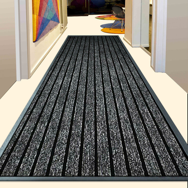 Non-Slip Indoor Outdoor Door Mat, Grey, Rectangle 50 x 90 cm