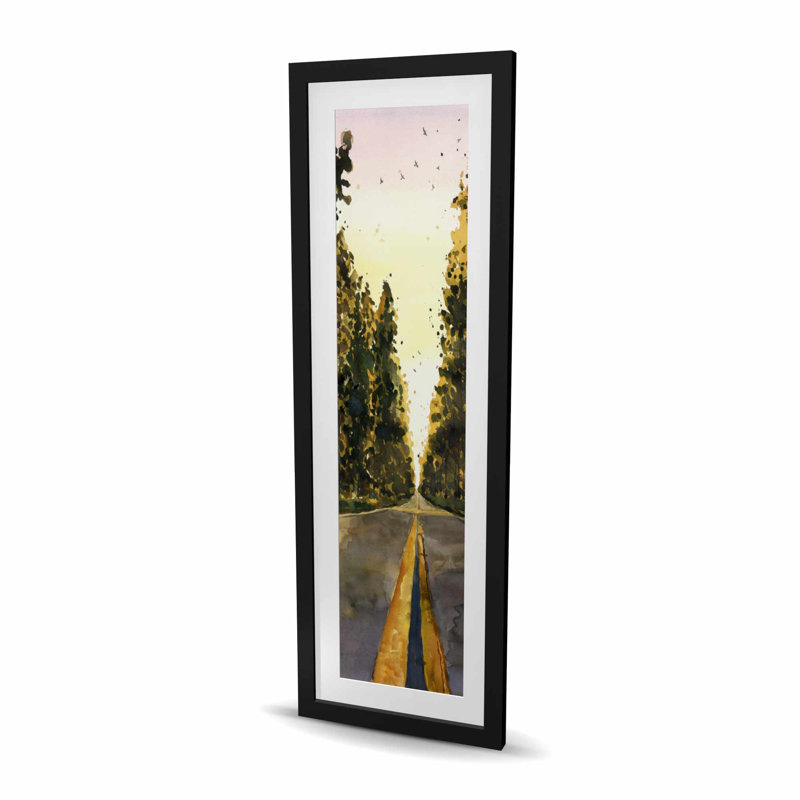 Long Road - Man Cave - reproduction matte encadrée jaune pour la décoration