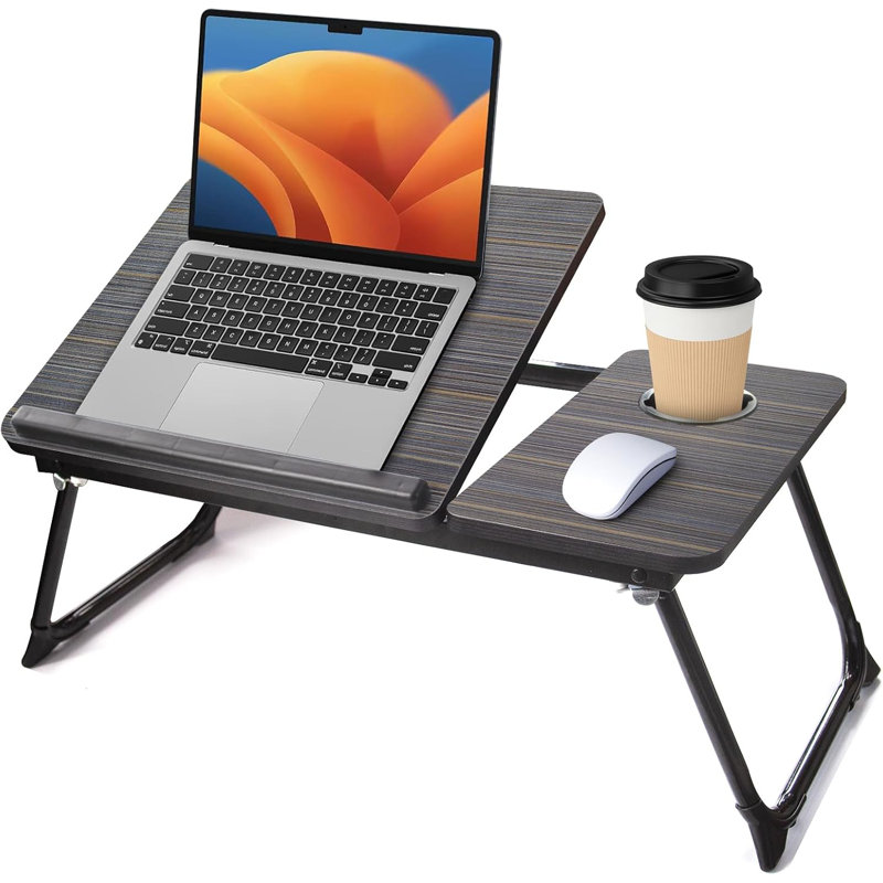 Bureau d'ordinateur à deux panneaux pour canapé - table de canapé à angle réglable avec plateforme pour souris