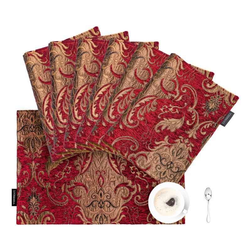 Chenille Damask Rectangle Placemat, 6