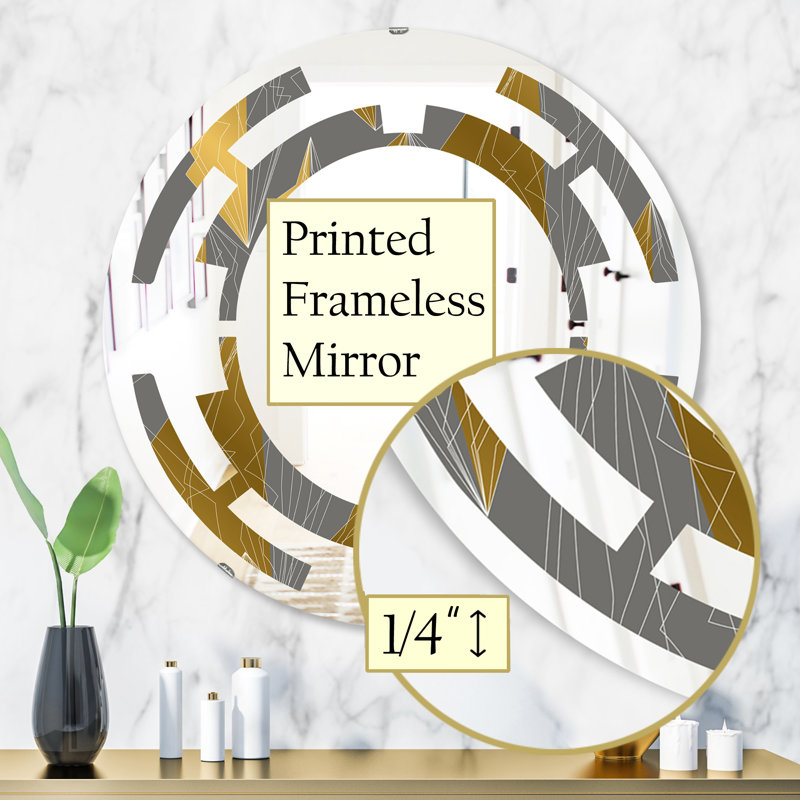 Miroir mural moderne et sans cadre à motif polygone contemporain & space, H 31,5 po x l po