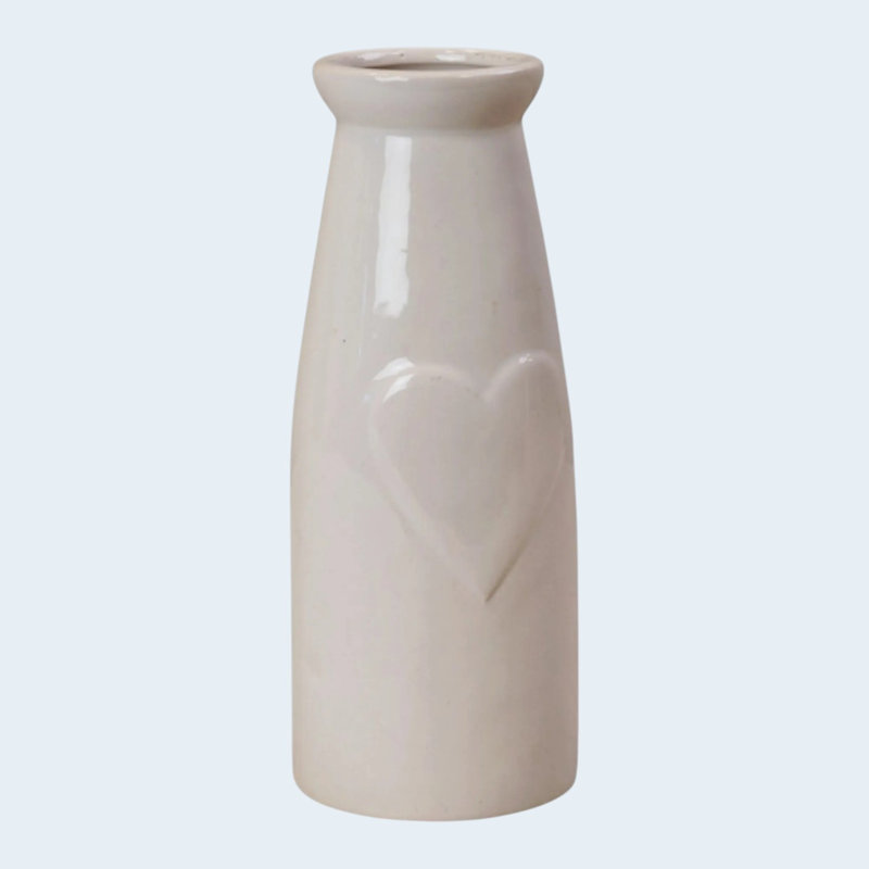 White Ceramic Heart Bud Vase