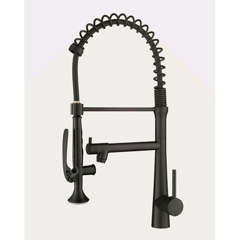 Heavy Duty Commercial Style Kitchen Sink Faucet, Single Handle Pre-Rinse Spring Sprayer Kitchen Faucets, High Arc Pull Down Kitchen Faucet