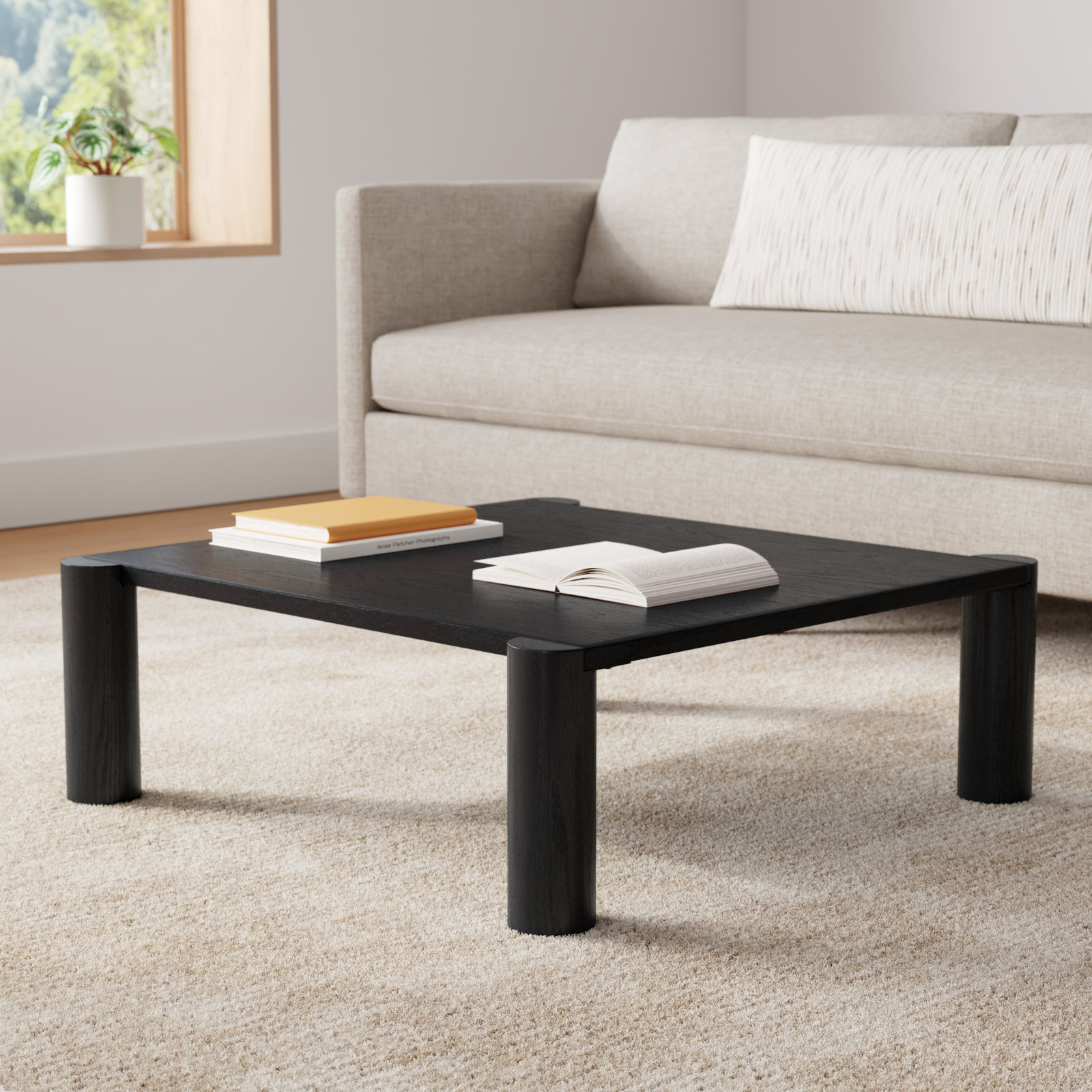 Channing Solid Wood Coffee Table, Black