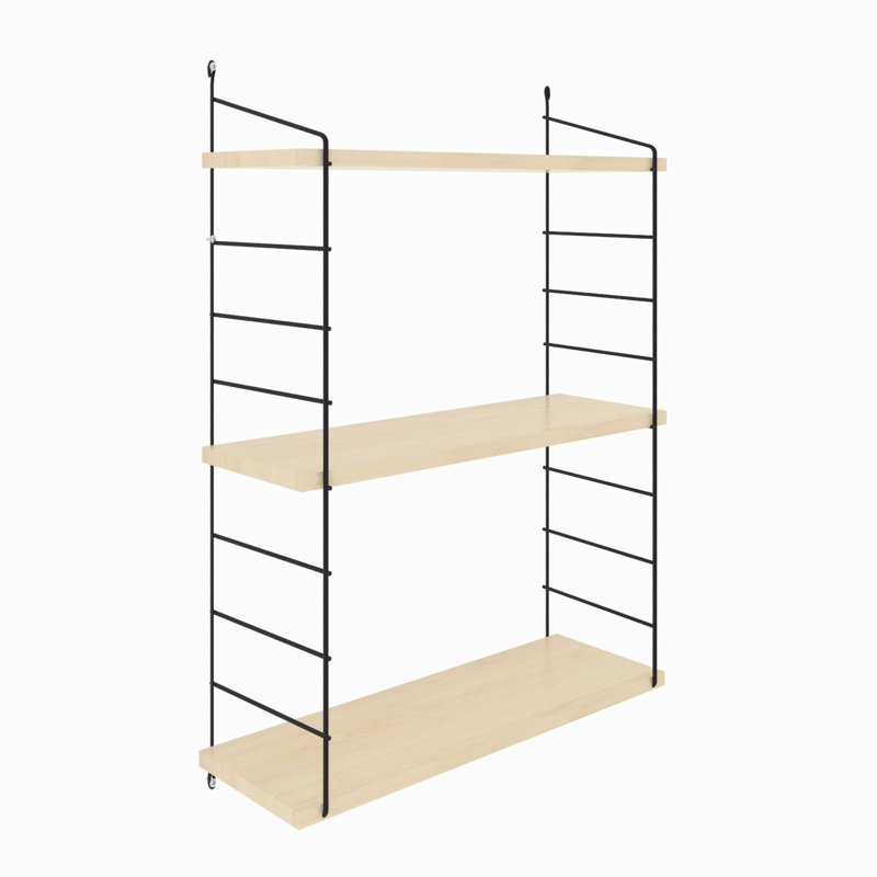 Modern Wall Shelf with Metal Bracket, Oak & Black, 28.3 x 33.5 x 7.9 inches | 100% Melamine Coated Particle Board, Thickness: 0.7 inches | Stylish & Functional Storage Solution for Industrial & School Décor