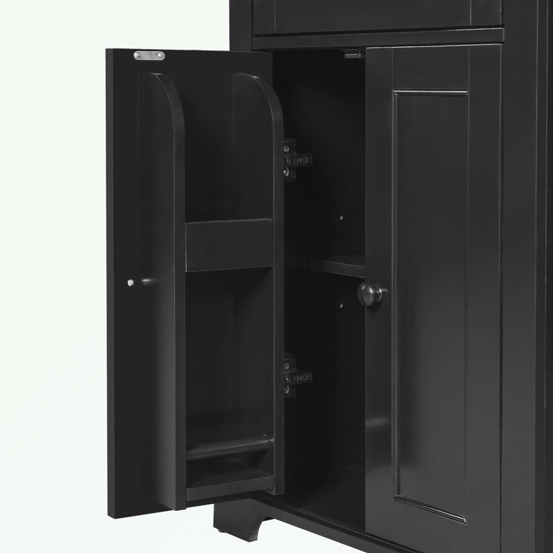 Freestanding Bathroom Storage Linen Cabinet, Black