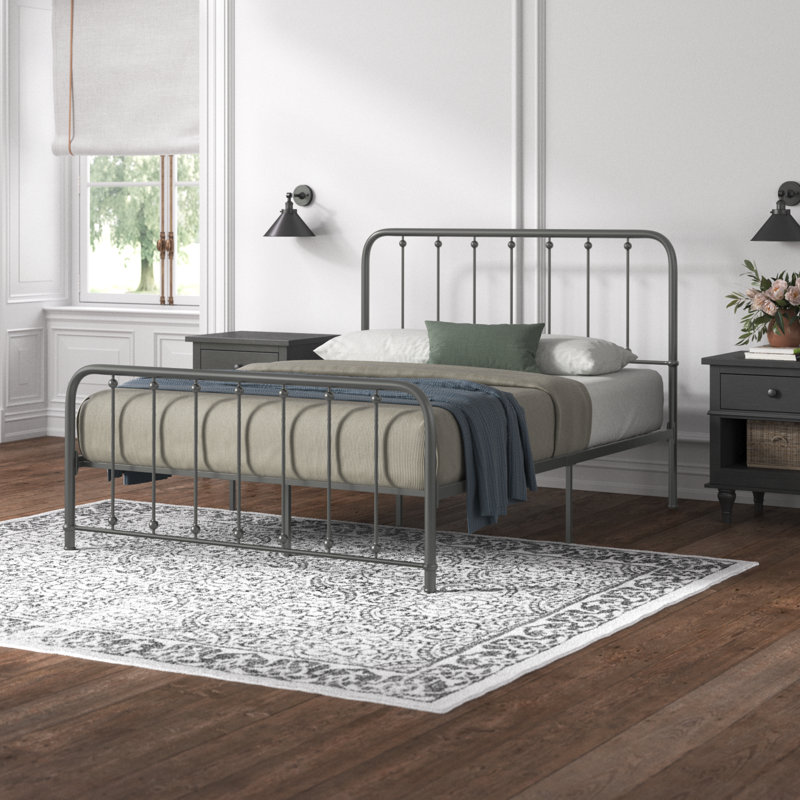 Lueras Metal Spindle Bed, Gray, Queen