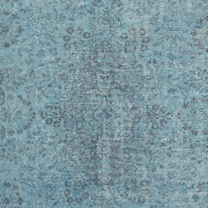 Tapis turc contemporain fait à la main de 5,3 x 9 pi avec teinture bleue. Revêtement de sol