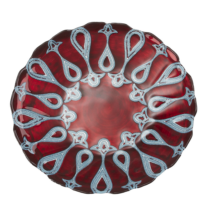 Larissa 9" Dessert Plate, Red/Blue