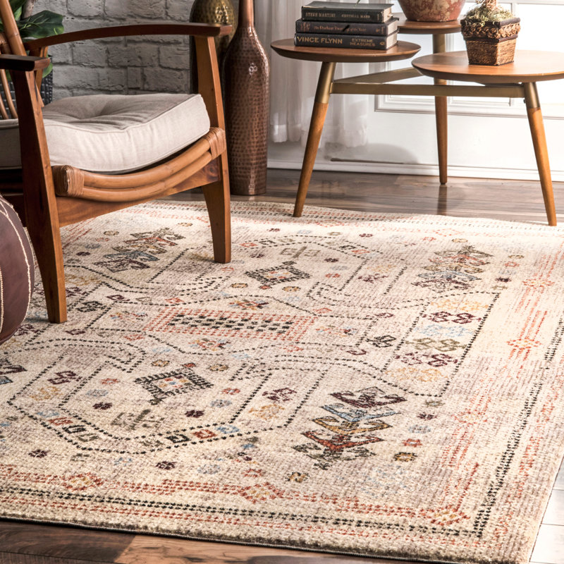 Tapis beige / orange Carle, Rectangle 5 pi x 8 pi
