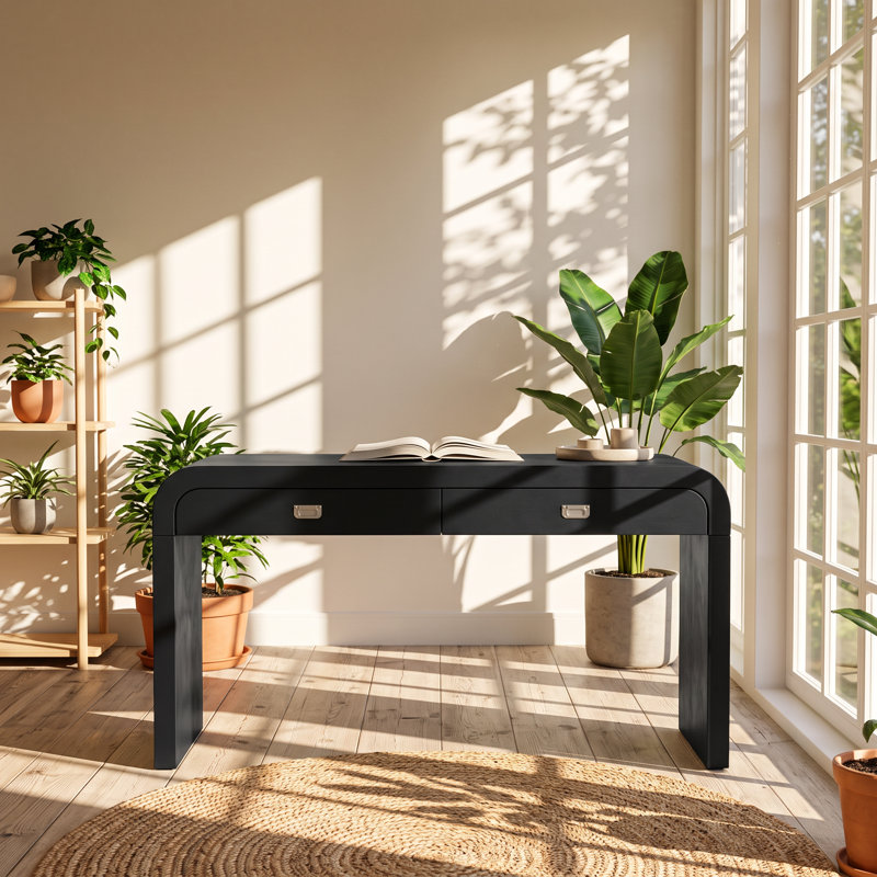 Table console à 2 tiroirs U_STYLE, 152,4 cm (L) x 40 cm (P) x 80,5 cm (H), en placage de loupe de peuplier