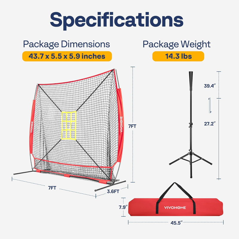 VIVOHOME Polyester Foldable Goal with Carrying Case, Red