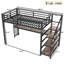 Lit mezzanine simple TG, peu encombrant, structure en métal et en MDF, conception multifonctionnelle moderne