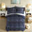 Premium 4-piece King Bedding Set, Polyester Chenille Jacquard, Navy Luxury Design