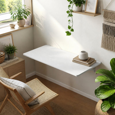 Wall Mounted Folding Table for Laundry Room, 45" Fold Down Workbench Desk for Small Spaces, Garage, Home Office, Kitchen