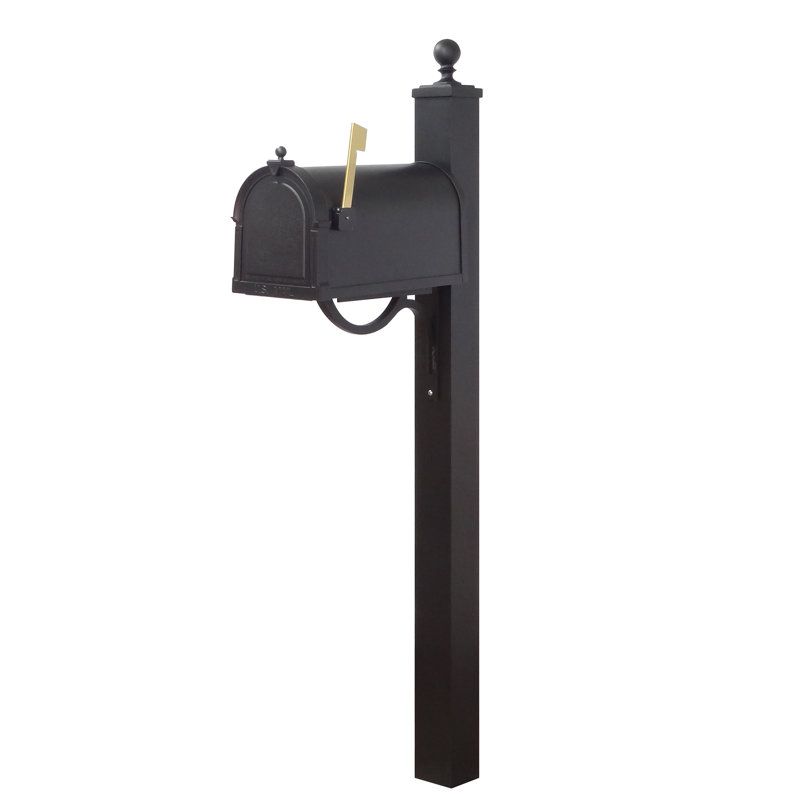 Berkshire Aluminum Post Mounted Mailbox, Black